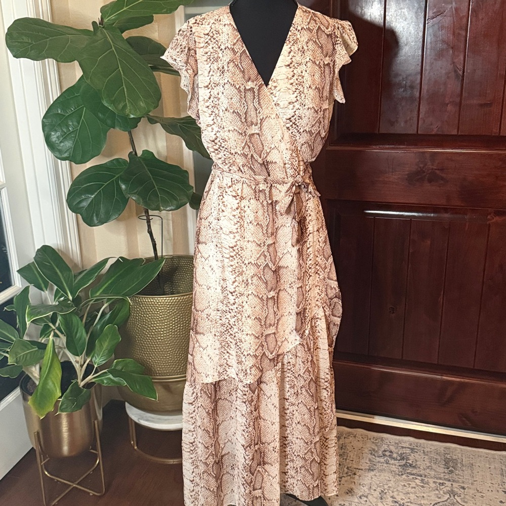 Bar III Python Wrap Maxi Dress NWT Size PL